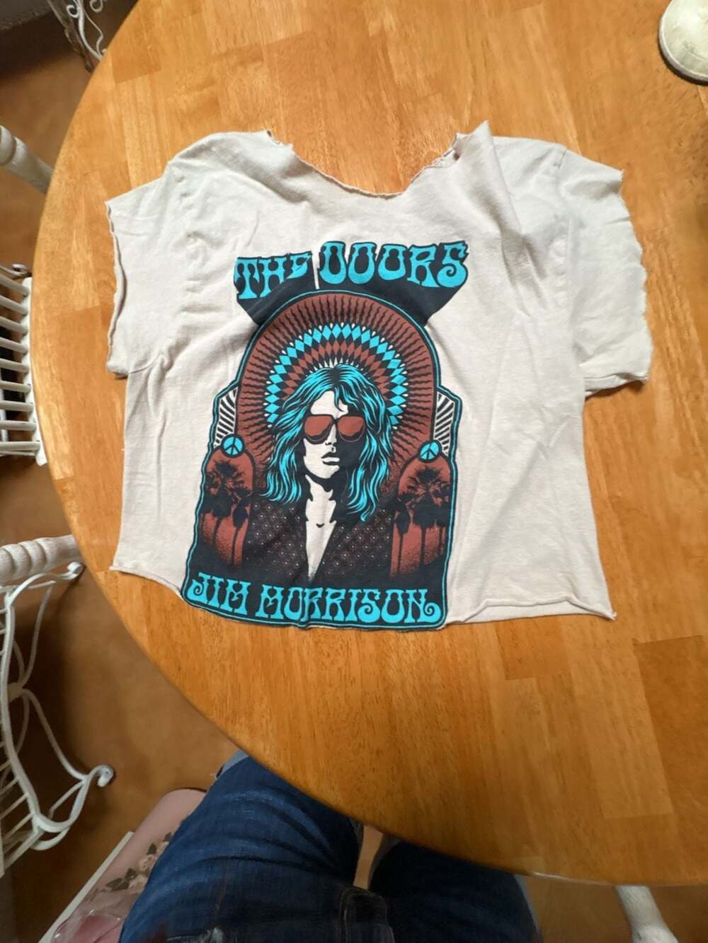 The Doors Jim Morrison Graphic Raw Edge Cropped T-Shirt Size L
